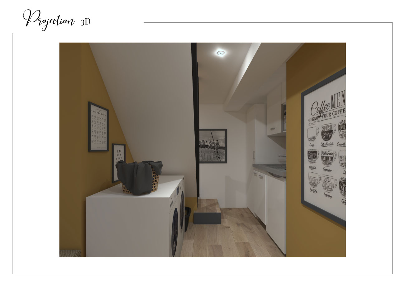 Vue 3D Espace Salon maison de campagne